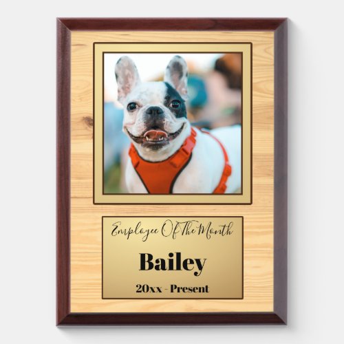 Funny Dog Employee of the Month Custom Photo Award Plaque