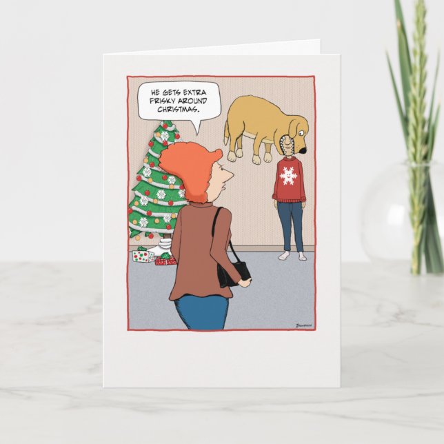 Funny Dog Excited About Christmas Holiday Card (Front)
