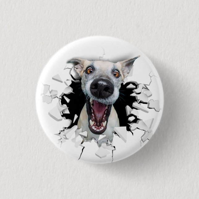 Funny dog face  button (Front)