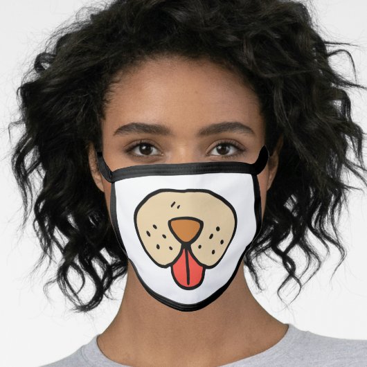 Funny Dog Face Cartoon Mouth Tongue Face Mask (Worn Her)