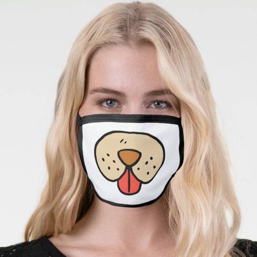 Funny Dog Face Cartoon Mouth Tongue Face Mask (Worn Her)