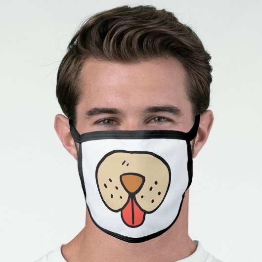 Funny Dog Face Cartoon Mouth Tongue Face Mask (Worn Him)