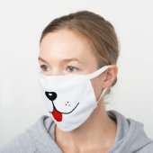 Funny Dog Face Dogs Mouth Nose Cute Animal Graphic White Cotton Face Mask (Angled)