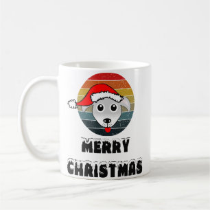 Funny Dog Face Grey Cartoon With Santa Claus Hat Coffee Mug