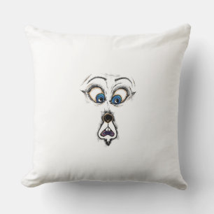Funny Dog Face Illustration Throw Pillow