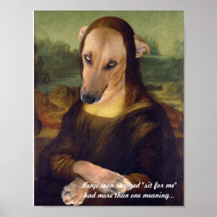 Funny Dog Face Mona Lisa Poster