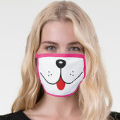 Funny Dog Face Mouth Red Tongue Dogs Nose Cute Mask (Worn Her)