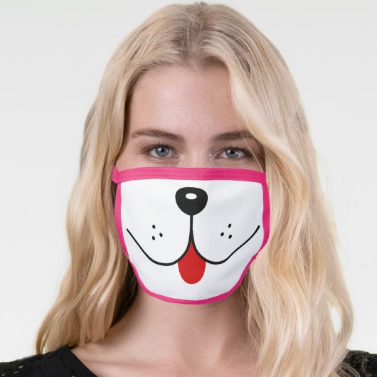 Funny Dog Face Mouth Red Tongue Dogs Nose Cute Mask (Worn Her)