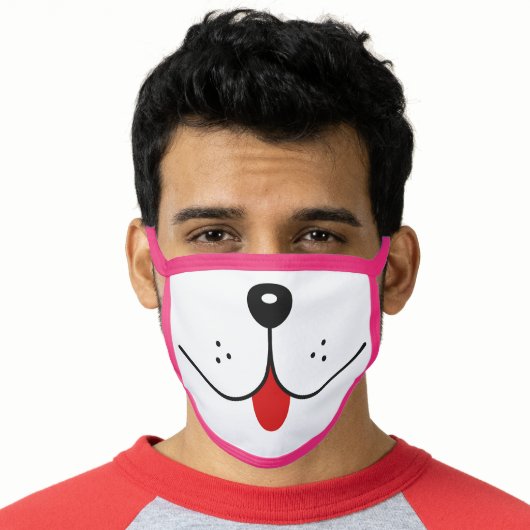 Funny Dog Face Mouth Red Tongue Dogs Nose Cute Mask (Worn Him)