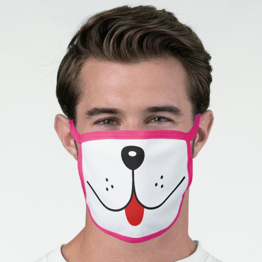 Funny Dog Face Mouth Red Tongue Dogs Nose Cute Mask (Worn Him)