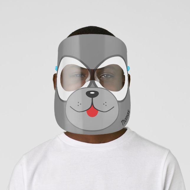 Funny Dog Face Mouth Red Tongue Personalized Name Face Shield (Insitu)