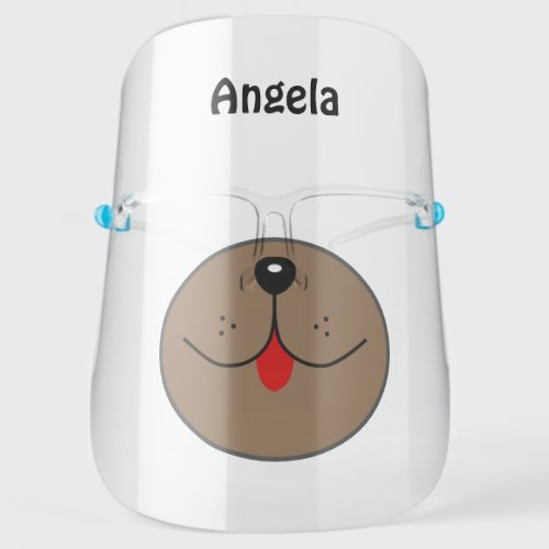 Funny Dog Face Mouth Red Tongue Personalized Name Face Shield
