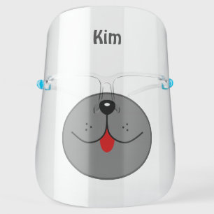 Funny Dog Face Mouth Red Tongue Personalized Name Face Shield