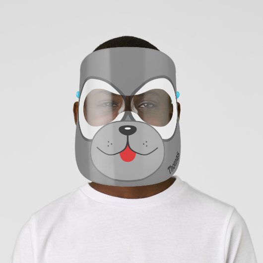 Funny Dog Face Mouth Red Tongue Personalized Name Shield (Insitu)