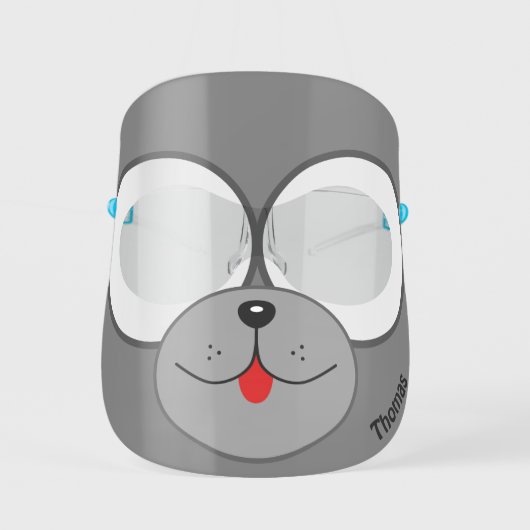 Funny Dog Face Mouth Red Tongue Personalized Name Shield (Front)