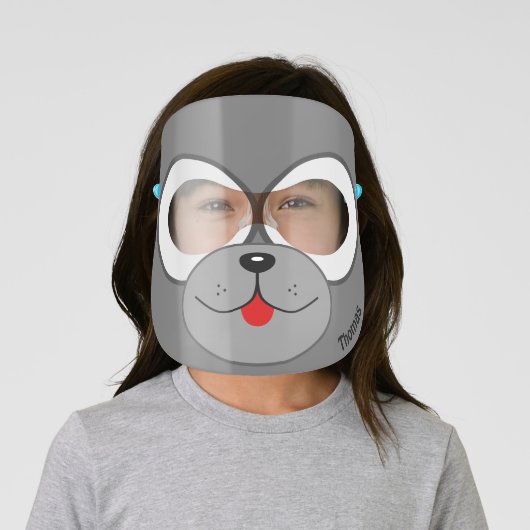 Funny Dog Face Mouth Red Tongue Personalized Name Shield (Insitu)