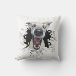 Funny dog face    outdoor pillow