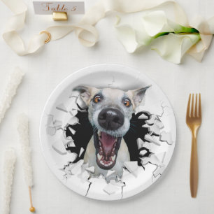 Funny dog face paper plates