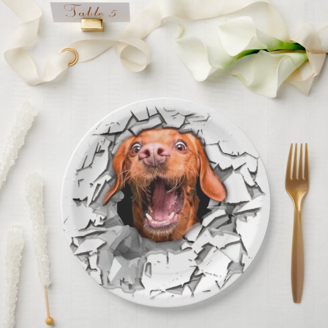 Funny dog face  paper plates (Wedding)