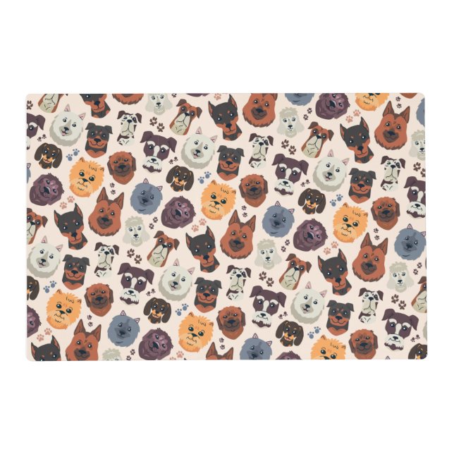 Funny Dog Face Pattern Placemat (Front)