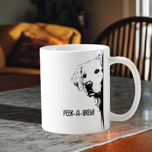 Funny Dog Face & "Peek-a-Brew" Dog Mom Humor Coffee Mug