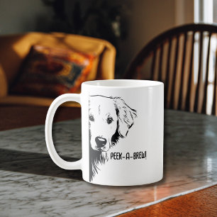 Funny Dog Face & "Peek-a-Brew" Dog Mom Humor Coffee Mug