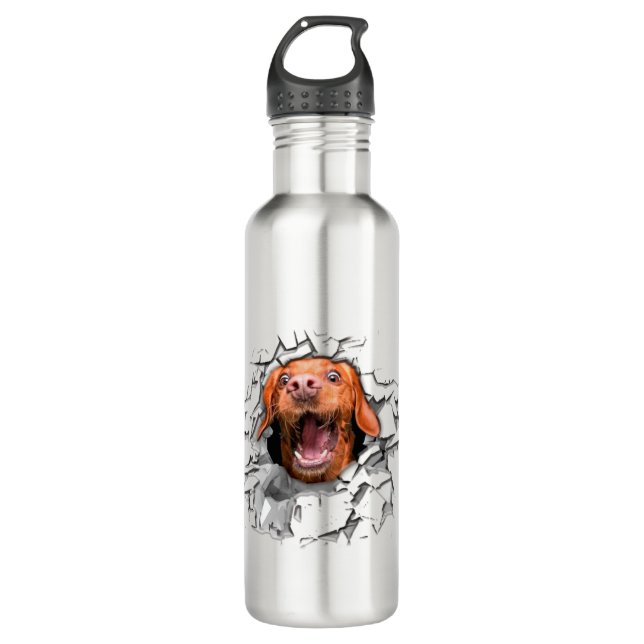 Funny dog face  stainless steel water bottle (Front)