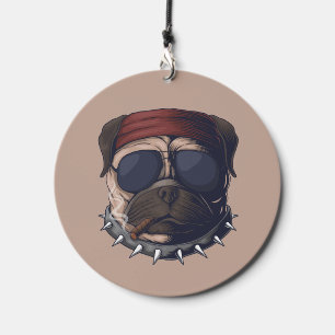 funny dog face wind chime