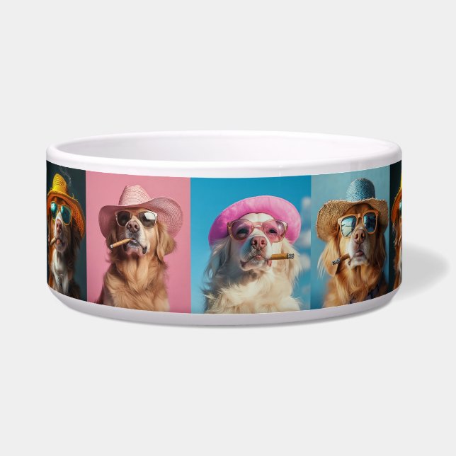 Funny Dog Faces Pet Bowl  Description: (Front)
