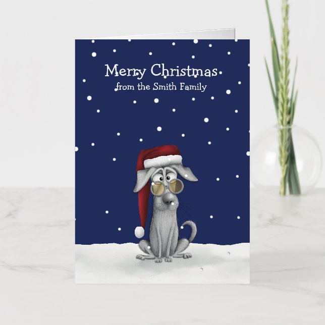 Funny Dog Family Christmas Card (Front)