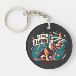 Funny Dog Fart It Happens Keychain