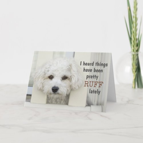 Funny Dog Get Well Soon Ruff Pun Cute Motivational Card