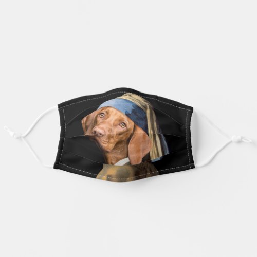 Funny Dog Girl with a Pearl Earring Vermeer Parody Adult Cloth Face Mask