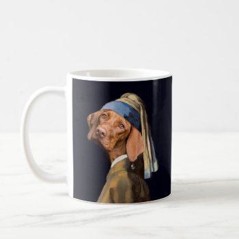 Funny Dog Girl With A Pearl Earring Vermeer Parody Coffee Mug by LaborAndLeisure at Zazzle
