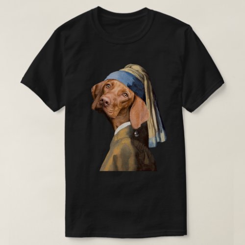 Funny Dog Girl with a Pearl Earring Vermeer Parody T_Shirt