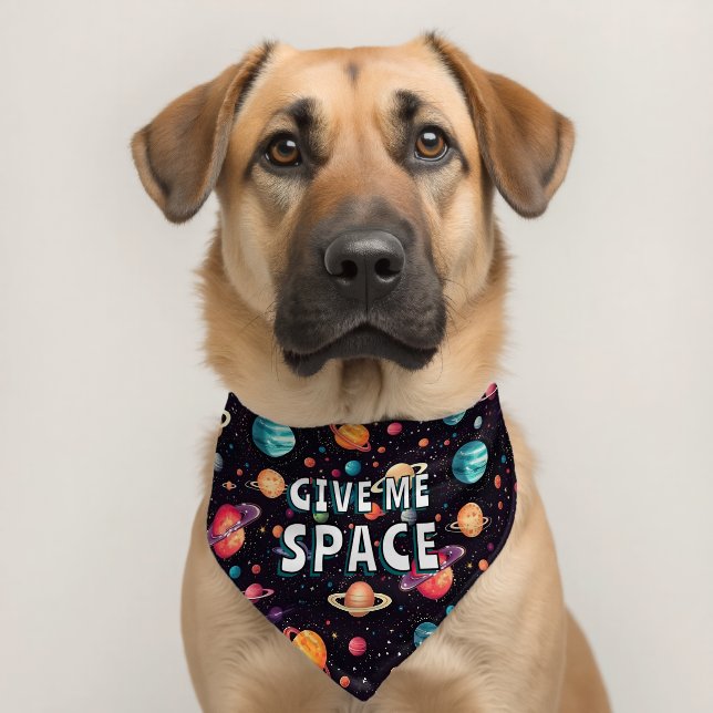 Funny Dog GIVE ME SPACE Cosmic Planets Pet Bandana Collar (Dog 2)