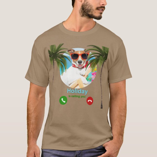 Funny Dog Going On VacationCute Dog Holiday retro  T-Shirt (Front)