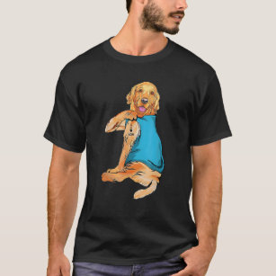 Funny Dog Golden Retriever I Love Mom Tattoo Mothe T-Shirt