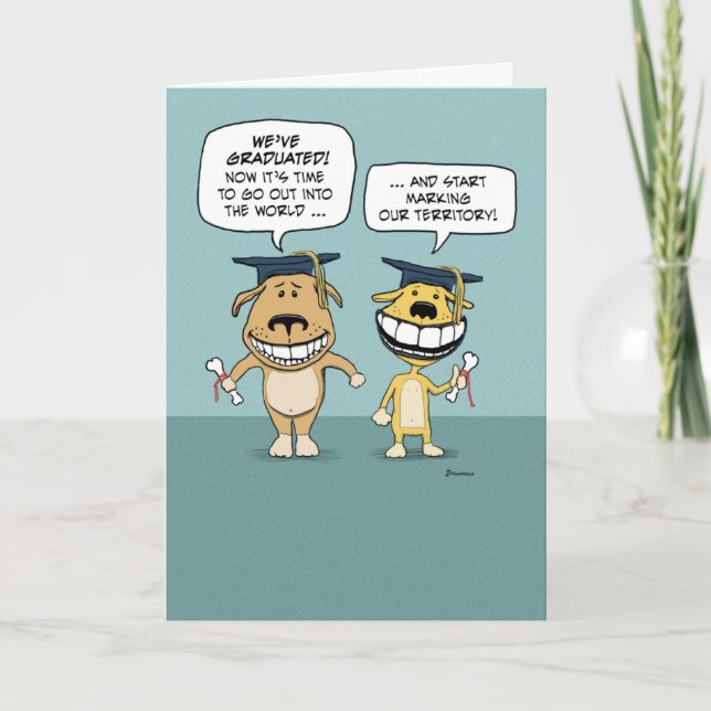 Funny Dog Graduates Happy Graduation Card (Front)