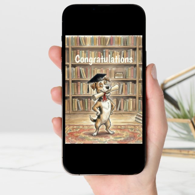 Funny Dog Graduation Card (Front Digital)