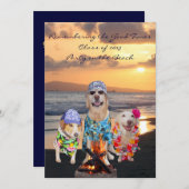 Funny Dog Graduation Party on the Beach Invitation (Front/Back)