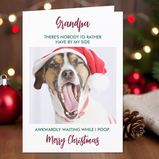 Funny Dog Granddog Grandpa Pet Photo Christmas Holiday Card (Creator Uploaded)