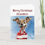 Funny Dog Grandson Kids Christmas Card<br><div class="desc">Funny Dog with a big sack of presents.  Humor for that special Grandson at Christmas




 







  



 



 



 



 


com</div>