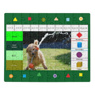 Funny dog green educational jigsaw puzzle
