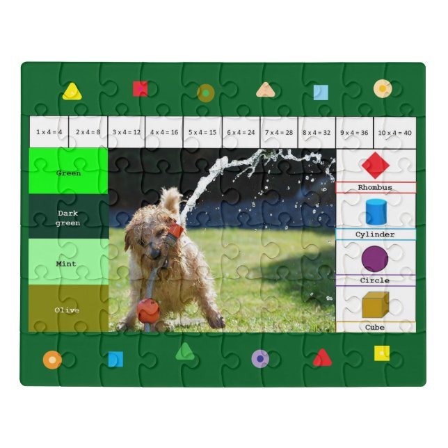 Funny dog green educational jigsaw puzzle (Puzzle Horizontal)