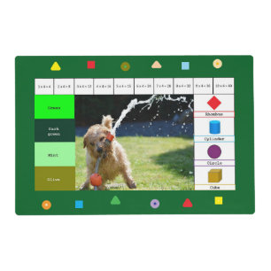 Funny dog green educational shapes math colors placemat