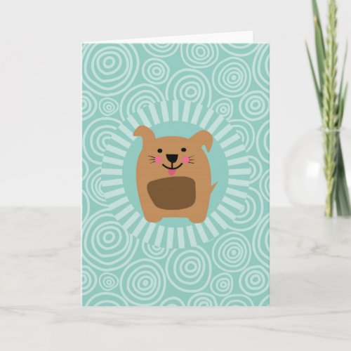 Funny Dog Greeting Card _ Cute Puppy Turquoise