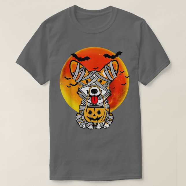 Funny Dog Halloween Costume Welsh Corgi Pumpkin Co T-Shirt (Design Front)