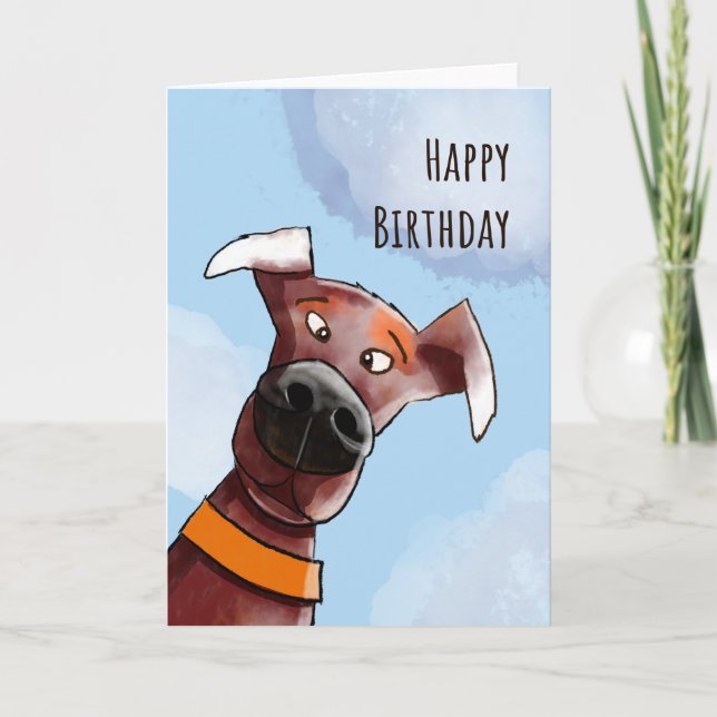 Funny Dog. Happy Birthday. Card (Front)