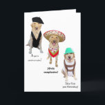 Funny Dog Happy Birthday in Four Languages Card<br><div class="desc">Moses Spanish,  French,  German & English.  You can adjust & move the images.  .  You can change the text & fonts.  Text ref.:  translate.google.  You could add a background color.</div>